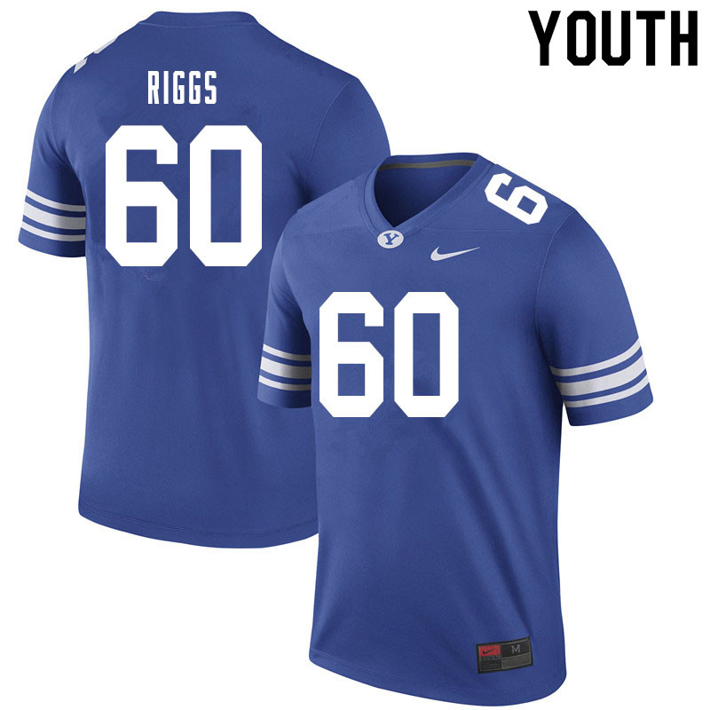 Youth #60 Austin Riggs BYU Cougars College Football Jerseys Sale-Royal